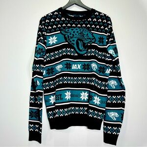 NWT NFL FOCO Adult Jacksonville Jaguars Holiday Sweater Teal Black Size Medium